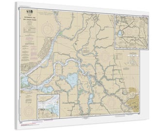 Sacramento San Joaquin River and Sherman Island California Nautical Chart Sailing Map Framed Canvas Poster