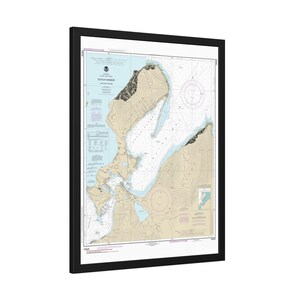 Carte nautique de Dutch Harbor Unalaska Island, Alaska, carte marine, renard, îles Aléoutiennes, Poster en cadre