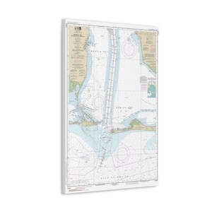 Lower Mobile Bay Alabama Gulf Coast nautische kaart zeilkaart 3-D canvas poster
