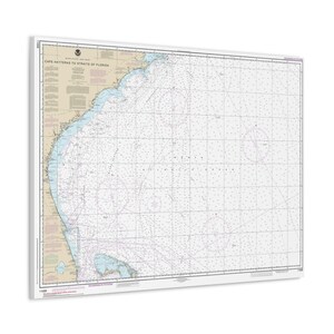 Poster Carte marine du cap Hatteras au détroit de Floride de l'océan Atlantique