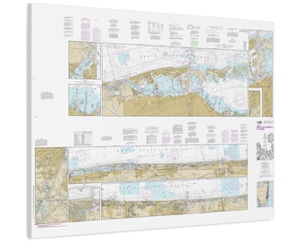 Miami Beach to West Palm Beach Florida Nautical Chart Sailing Map Framed Canvas Poster