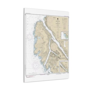 Isola Yakobi Lisianski Inlet Pelican Harbor Costa sud-orientale Alaska Mappa nautica Carta di navigazione Poster su tela 3D