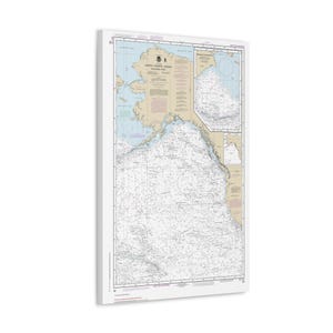 Póster de lienzo en 3D con mapa náutico de Alaska, parte oriental del océano Pacífico Norte y continuación del mar de Bering
