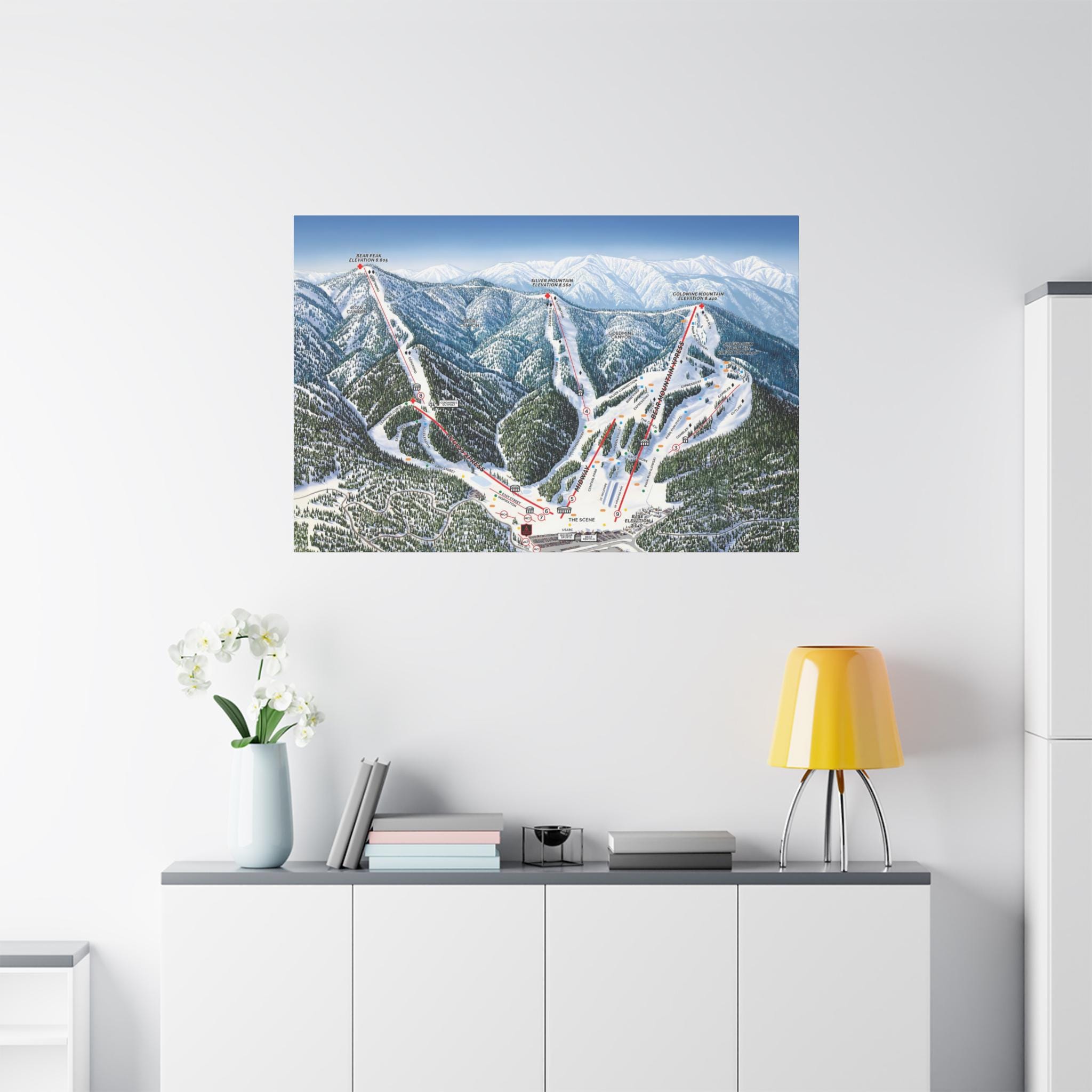 Bear Mountain California Trail Map 3-D Canvas Poster