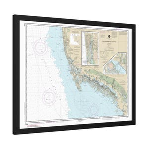 Naples Bay Marco Island Everglades City Harbor Florida Mapa żeglarska Mapa żeglarska Plakat w ramce