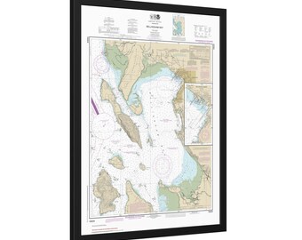 Bellingham Bay Washington Nautical Chart Sailing Map Framed Poster