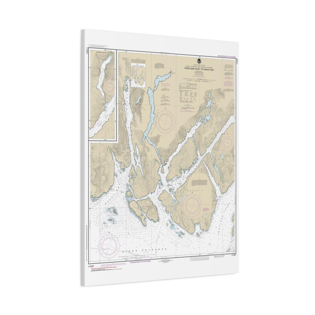 Portland Inlet to Nakat Bay Alaska Nautical Chart Sailing Map 3-D ...