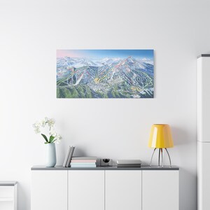 Big Sky Resort Ski Trail Map Framed Canvas Poster Montana