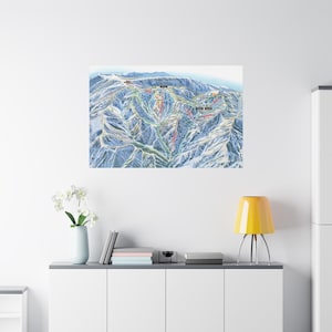 Póster de lienzo 3D con mapa de pistas de esquí de Powder Mountain, Utah