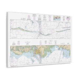 Dauphin Island to Dog Keys Pass Pascagoula Alabama Mississippi Intracoastal Waterway Nautische kaart Zeilkaart 3-D canvas poster