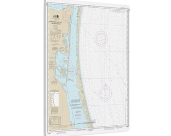 Carta náutica de Laguna Madre y Padre Island, Texas. Póster en lienzo enmarcado.