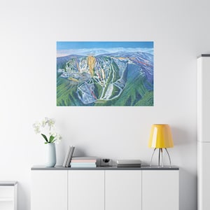 Mappa delle piste da sci del Silver Star Mountain Resort, poster 3D su tela, British Columbia, Canada