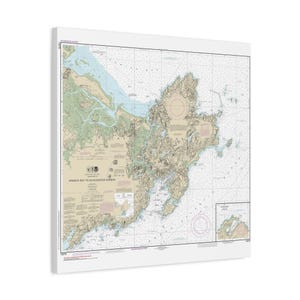 Ipswich Bay Gloucester Rockport Harbor Massachusetts Nautical Chart Sailing Map Framed Canvas Poster
