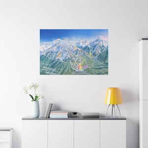 Lake Louise Ski Trail Map 3-D Canvas Poster Alberta Canada