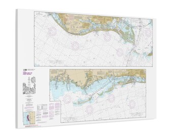 Tampa Bay to Port Richey Florida Nautical Chart Sailing Map Framed Canvas Poster