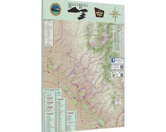 Póster en lienzo enmarcado con mapa del sendero Ridge To Rivers de Boise, Idaho.
