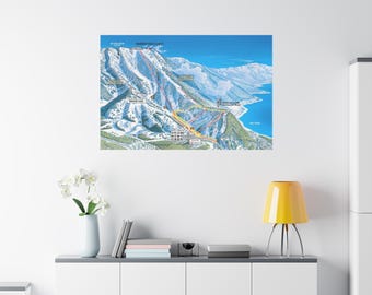 Diamond Peak Trail Map Lake Tahoe Nevada 3-D Canvas Poster