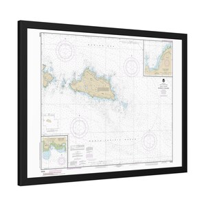 Shemya Island Alcan Harbor Skoot Cove Alaska Mappa nautica Carta di navigazione Semichi Isole Aleutine Poster incorniciato