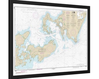 Woods Hole Cape Cod Massachusetts Nautical Chart Sailing Map Framed Poster