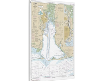 Póster enmarcado con mapa náutico de la bahía de Mobile y el canal de navegación de Mobile, Alabama