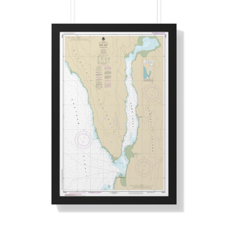 Hawk Inlet Hawk Inlet Chatham Strait Alaska Nautical Chart Sailing Map Framed ...
