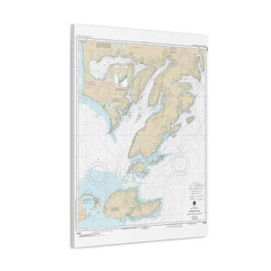 Sitkinak Strait and Alitak Bay Kodiak Island Südküste Alaska Seekarte Segelkarte 3-D Leinwand Poster