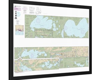 Grand Lake and White Lake Louisiana Nautical Chart Sailing Map Framed Poster