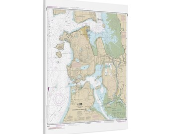 Anacortes Padilla Bay and Skagit Bay Washington Nautical Chart Sailing Map Framed Canvas Poster