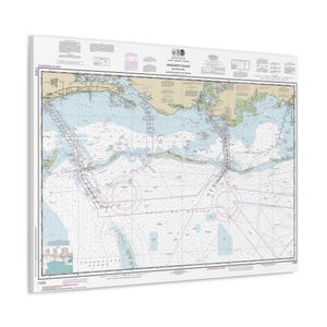 Póster de lienzo en 3D con mapa náutico de la costa del golfo de Luisiana, desde Dauphin Island hasta Cat Island, desde Pascagoula, Alabama