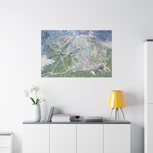 Big White Ski Trail Map 3-D Canvas Poster British Columbia Canada