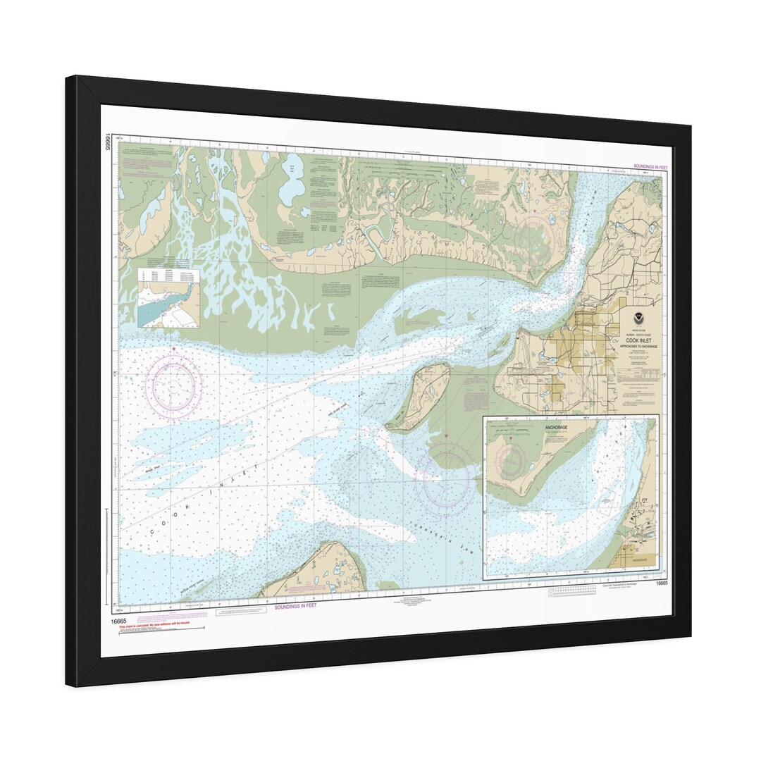 Anchorage Alaska Cook Inlet Nautical Chart Sailing Map Framed Poster - Etsy