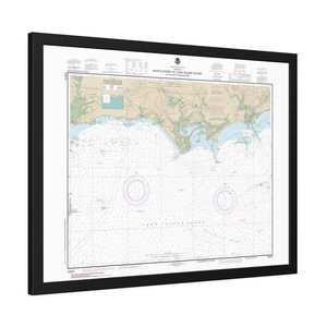 Póster enmarcado con mapa náutico y carta de navegación de la costa norte de Long Island Sound, Connecticut, Madison y Clinton
