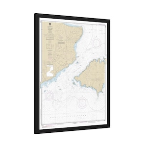 Mapa náutico de la isla de Unalaska, Alaska, paso de Umnak, carta de navegación, póster enmarcado de las islas Aleutianas de Fox