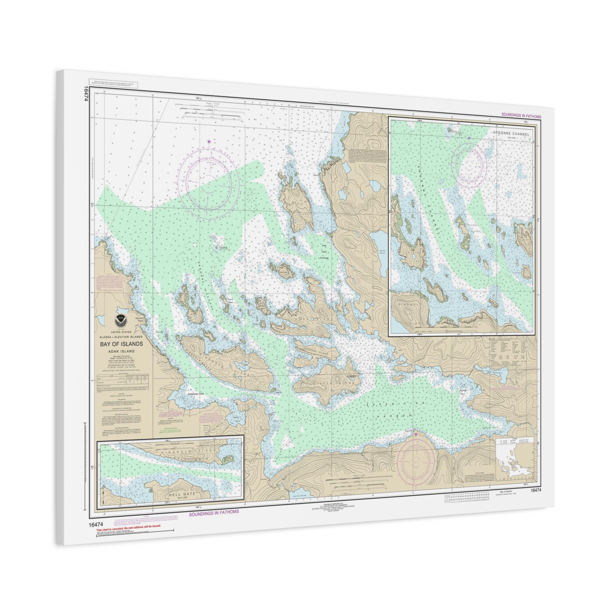 Bay of Islands Adak Island Alaska Nautical Chart Sailing Map Andreanof  Aleutian Islands 3-D Canvas Poster - Etsy Canada