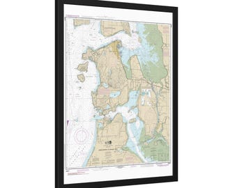 Anacortes Padilla Bay and Skagit Bay Washington Nautical Chart Sailing Map Framed Poster