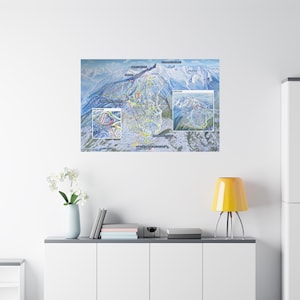 Carte des pistes de ski du mont Revelstoke, affiche en toile 3D, Colombie-Britannique, Canada
