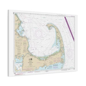Cape Cod Bay Massachusetts Nautical Chart Sailing Map Framed Canvas Poster
