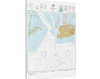 Key West Harbor Florida Nautical Chart Sailing Map Framed Canvas Poster