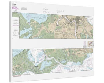 Waveland to Catahoula Bay and New Orleans Louisiana Nautical Chart Sailing Map Framed Canvas Poster