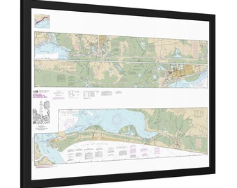 Bolivar Peninsula Port Arthur and Sabine Lake Texas Nautical Chart Sailing Map Framed Poster