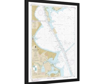 Upper Galveston Bay Texas Nautical Chart Sailing Map Framed Poster
