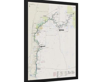 Mapa guía turístico del St. Croix National Scenic Riverway (Wisconsin y Minnesota) - Póster enmarcado