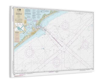 Galveston and Bolivar Peninsula Texas Nautical Chart Sailing Map Framed Canvas Poster