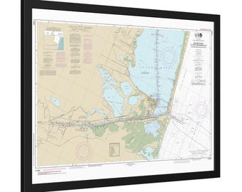 Carta náutica de Laguna Madre, Puerto Brownsville y Puerto Isabel, Texas. Póster enmarcado.