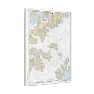 Islas Shumagin Isla de Nagai a Unga Puerto de Delarof Estrecho de Popof Península de Alaska Mapa náutico Carta de navegación Póster en lienzo 3D
