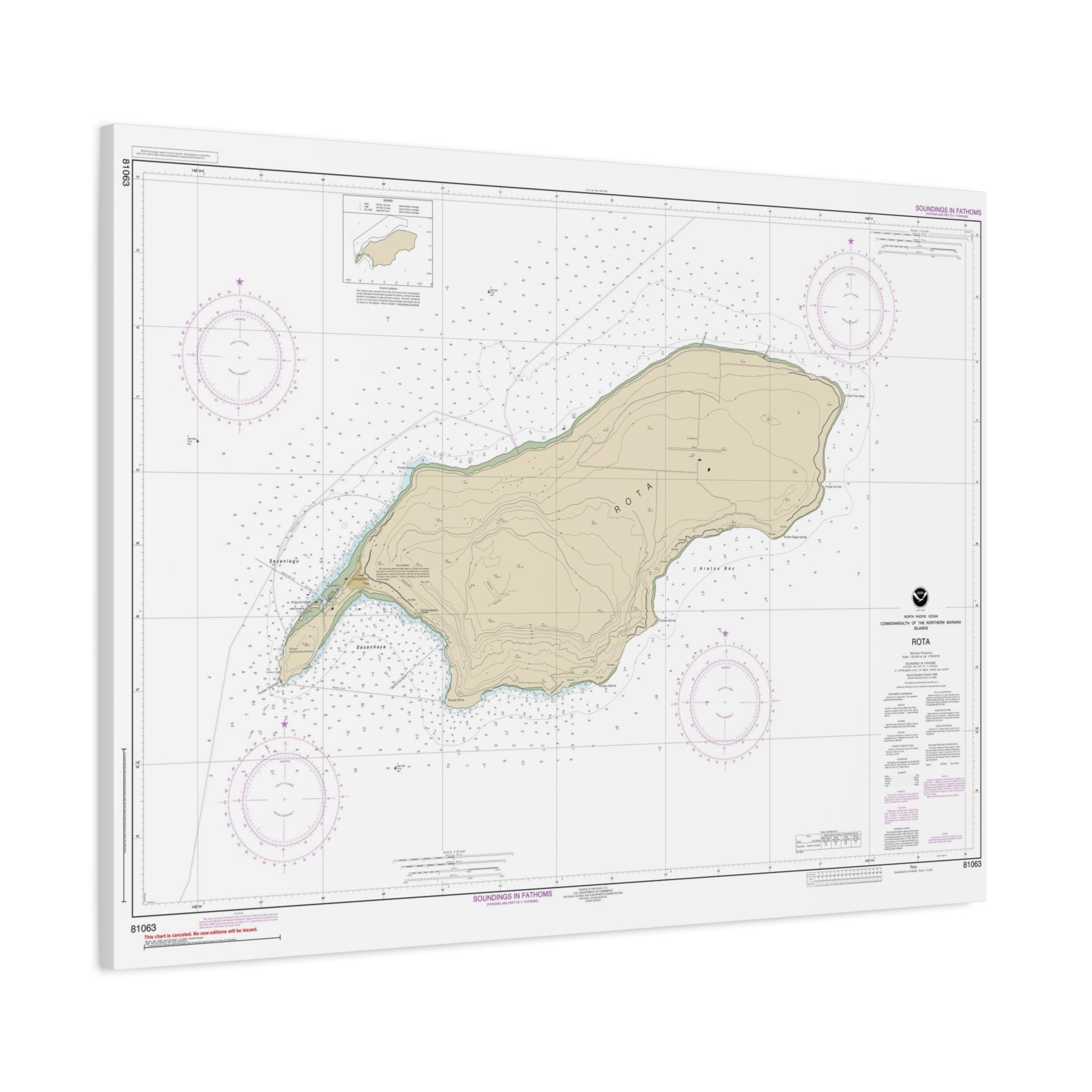 Rota Island Nautical Chart Sailing Map Framed Canvas Poster - Etsy