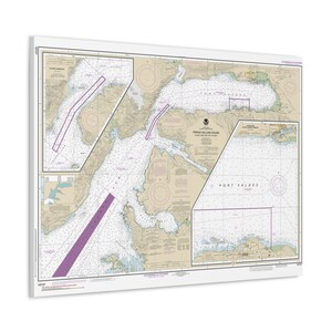 Valdez Arm Port Narrows e Terminal Marítimo Prince William Sound Costa Sul do Alasca Mapa Náutico Carta de Vela Pôster em Tela 3D