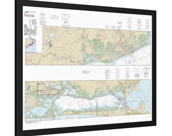 San Bernard River Freeport Harbor and West Bay Texas Nautical Chart Sailing Map Framed Poster