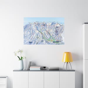 Póster de lienzo 3D con el mapa de pistas de esquí de Snowbasin, Utah