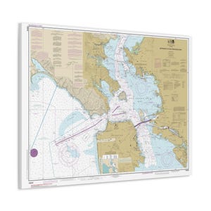 Ingresso alla baia di San Francisco, mappa nautica della California, carta nautica, poster su tela 3D